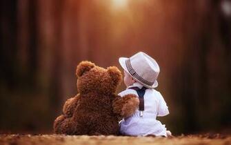 Lovely Baby With Cute Teddy Bear Nice Wallpaper HD