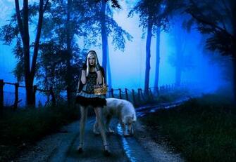 Mood Girl Girls Women Wolves Road Forest Gothic Wallpaper Background