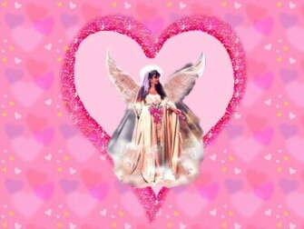 Love Wallpaper For Valentine S Day With Angels Hearts And Flowers