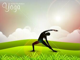 Female Silhouette In Yoga Posture On Nature Background Royalty
