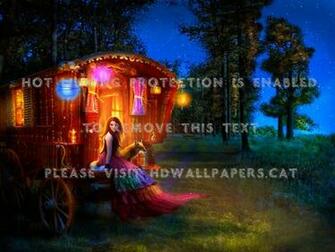 Wanderlust Fantasy Trees Lights Gypsy Wagon