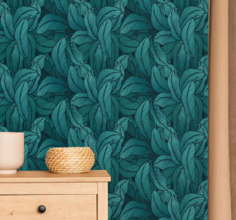 Wild Dark Green Leaves Wallpaper Tenstickers