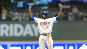 Versatile Lorenzo Cain Leading At The Plate On Base Paths