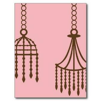 Damask Chandelier Wallpaper Print Pattern Post Cards