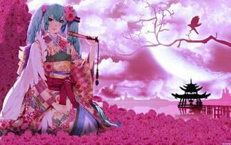 Japanese Anime Geisha Girl Computer Wallpaper Desktop Background