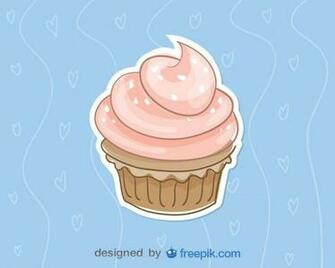 Pink Cupcake On Blue Background Vector Illustration