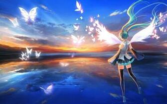 Beautiful Anime Girl And Butterfly Wallpaper