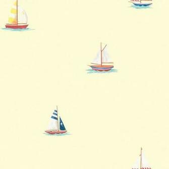 Yellow Sailboats Prepasted Wallpaper Nautical Sail Boats Wall Decor