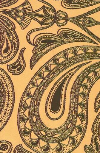 Malabar Wallpaper Black On Yellow Indian Paisley Design