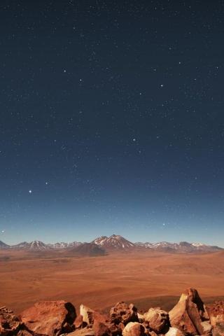 Desert Night Stars Stones iPhone Wallpaper