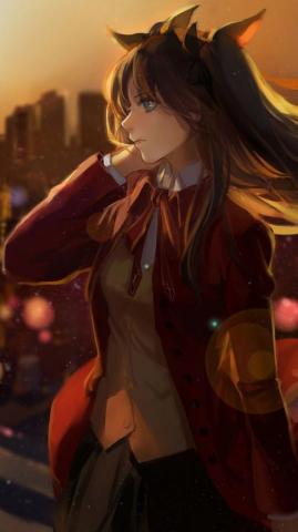 Wallpaper Fate Artwork Beautiful Sunset Rin Tohsaka