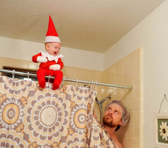 Dad Photoshopped His Son Into A Real Life Elf On Shelf