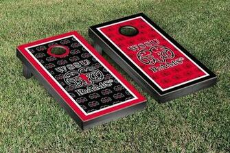 Winston Salem State Rams Repeat Logo Wallpaper Cornhole Set