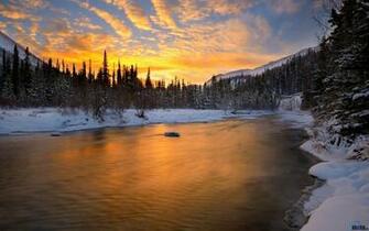 Wallpaper Winter Mountain River X Widescreen Desktop