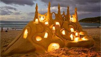 Sand Castle With Lights Wallpaper