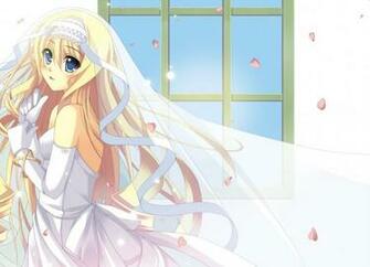 Girl Blond Young Dress Bride Window Veil Petals Stock