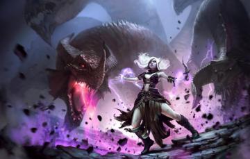 Wallpaper Girl Dragon Ritual Fantasy Mag Dagger