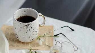 Wallpaper Spring Coffee Flowers White