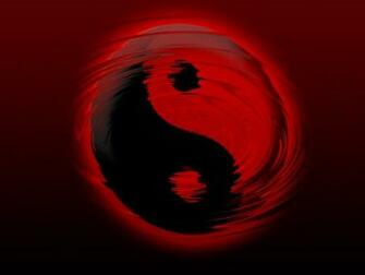Wallpaper Yin Yang Ripple Red And Black