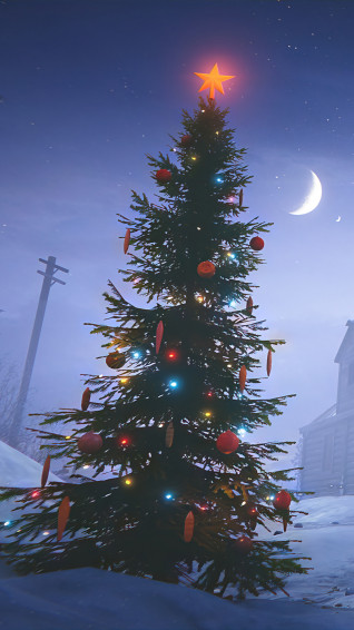 Christmas Tree Cabin 4k Wallpaper iPhone HD Phone 6140h