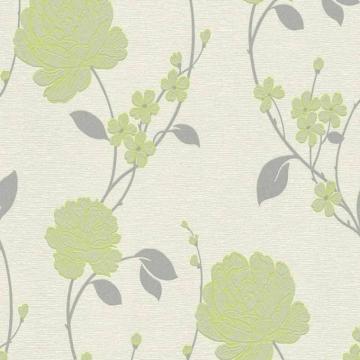 As Creation Floral Leaf Flowers Glitter Wallpaper Vinyl Green