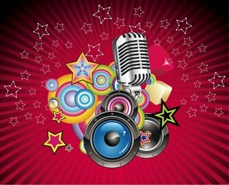 Vector Music Background With Speaker And Microphone