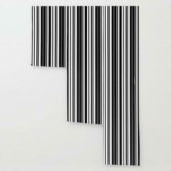 Minimalist Era Black White Stripe Asymmetrical Wallpaper By