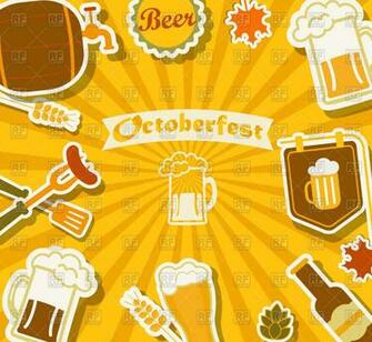 Oktoberfest Background With Mug Of Beer And Barrel Vector
