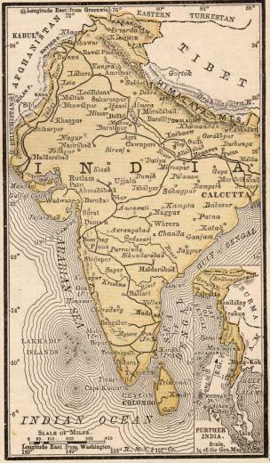 Miniature India Map Vintage Of Gallery Wall Art
