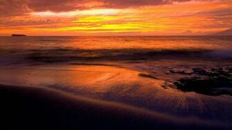 Sunset At The Sandy Beach Wallpaper