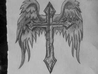 Crosses With Wings And Roses Cross Angel