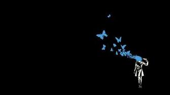 Butterfly Minimalism Dark Wallpaper HD Desktop And