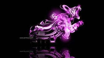 Bugatti Veyron Pink Neon Tiger Fantasy Plastic Car HD Wallpaper