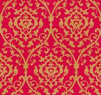 Wallpaper Designer Metallic Gold Leaf Trellis Damask Lattice Scroll On