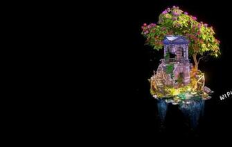 Wallpaper Tree Waterfall Fantasy Art Wip Step By
