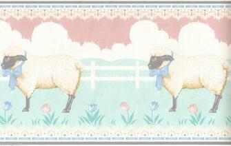 Pink Lace Tulip Baby Nursery Wall Paper Border Sheep Wallpaper