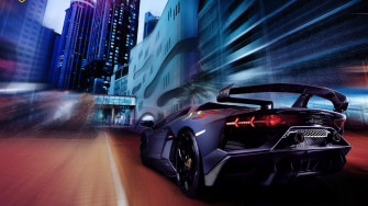 Lamborghini Aventador Rear Night Wallpaper HD Cars 4k