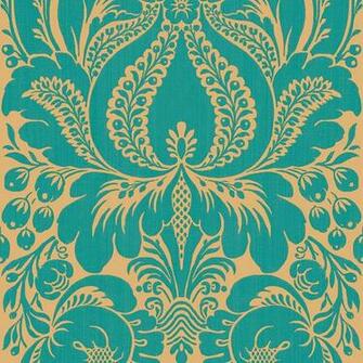 Allen Roth Peacock Damask Wallpaper