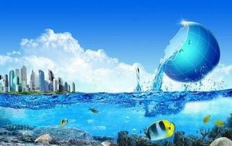 Water In The Ocean Next To City Wallpaper HD