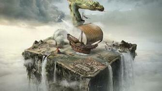 Surreal Fantasy Art Boats Maps Digital Photo Manipulation