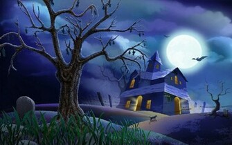 Halloween Wallpaper Met Oud Huis Achtergrond