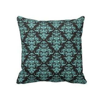 Damask Vintage Wallpaper Tiffany Blue Girly Chic Pillows