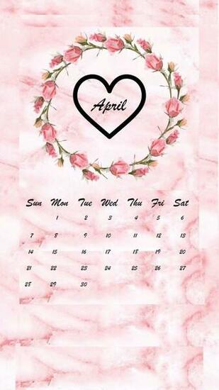 April Flower Heart iPhone Calendar Wallpaper April2019