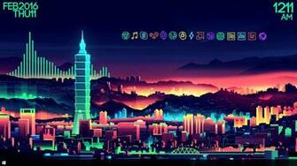 My Desktop Using The Neon City That Is Top Of R Wallpaper Rainmeter