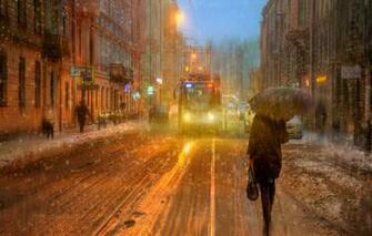 Wallpaper Girl Snow Umbrella Saint Petersburg Image For