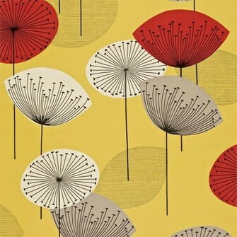 Red Dandelion Clocks 50s Collection Sanderson Wallpaper