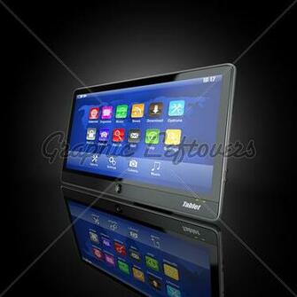 Black Tablet Pc On Background Gl Stock Image