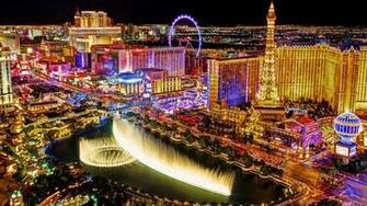 Las Vegas Strip At Night Seen From The Balcony Of Cosmopolitan