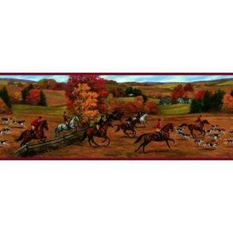 Horse English Fox Hunt Wall Paper Border Wallpaper Home