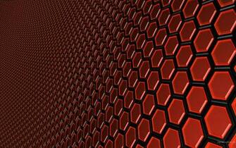 Abstract Red Hexagons Digital Art Wallpaper